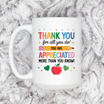Teacher Appreciation Mug - Colorful Ceramic Coffee Cup | Thank You Gift Joyful Moose