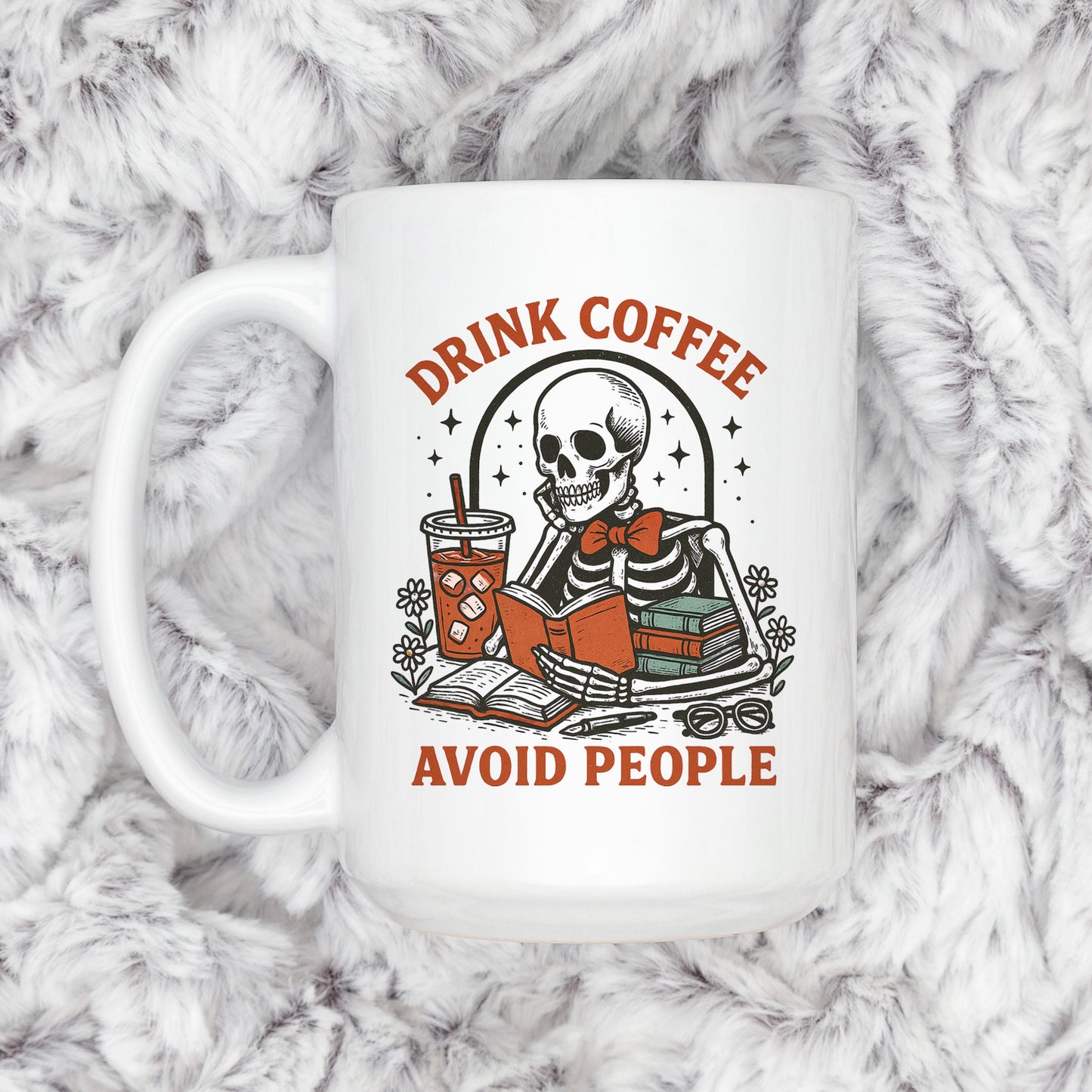 Skeleton Coffee Mug - Dark Humor Mug | Funny Coffee Cup for Introvert Gift Joyful Moose
