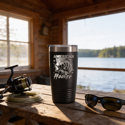 Funny Fishing Tumbler | Insulated Stainless Steel Coffee Mug With Spill Resistant Lid Joyful Moose