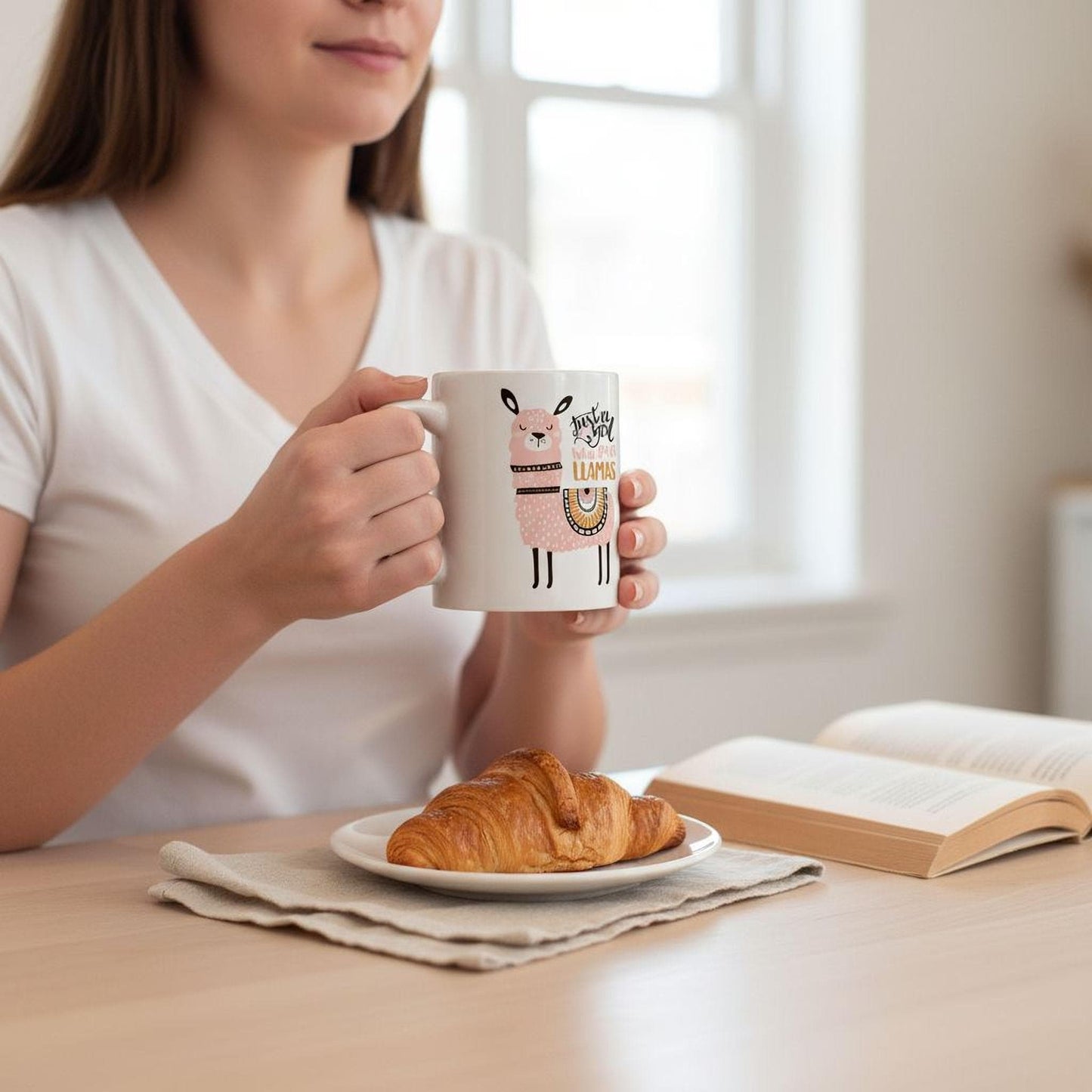 Llama Coffee Mug – Whimsical Ceramic Cup, Dishwasher Safe 11 oz & 15 oz Joyful Moose