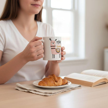 Llama Coffee Mug – Whimsical Ceramic Cup, Dishwasher Safe 11 oz & 15 oz Joyful Moose