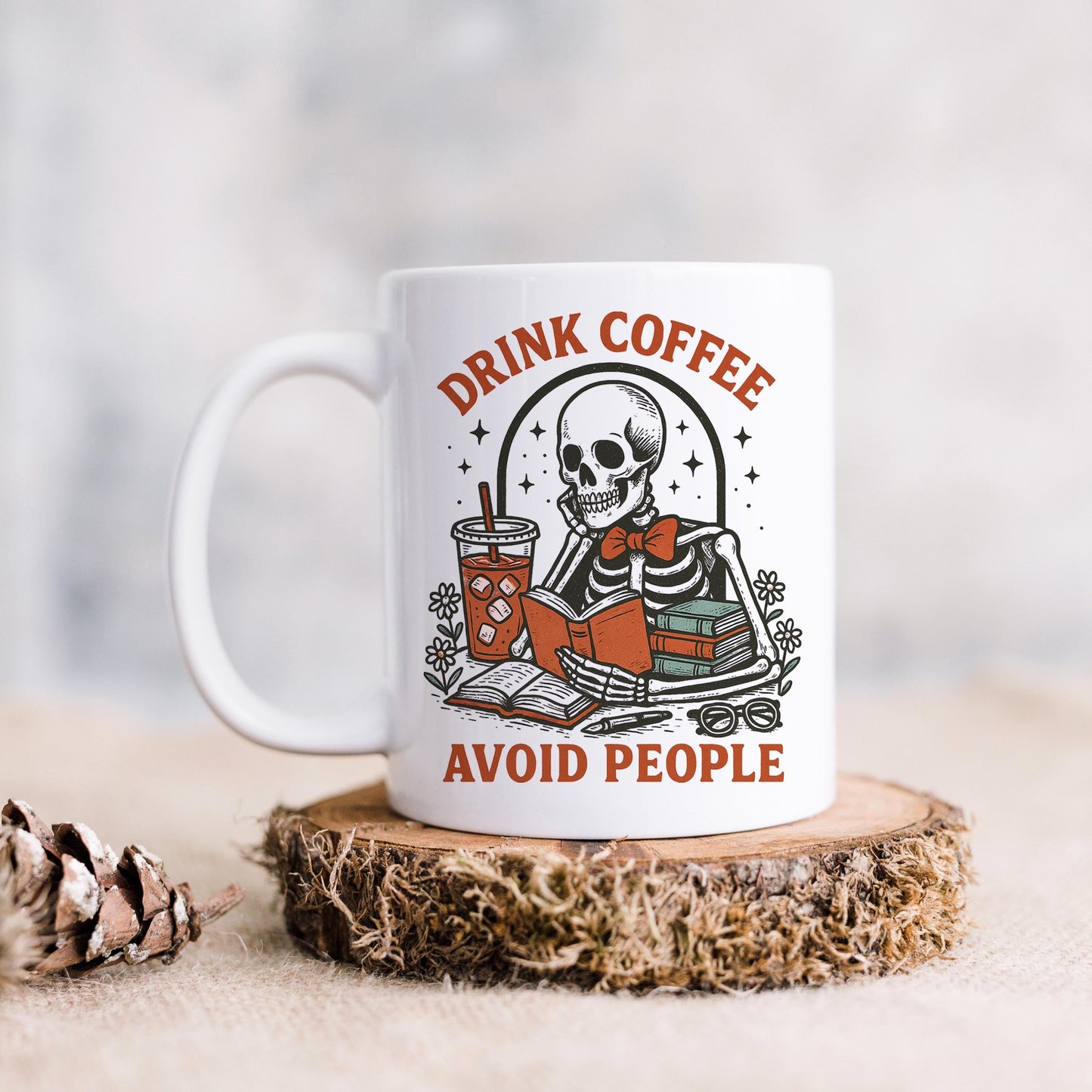Skeleton Coffee Mug - Dark Humor Mug | Funny Coffee Cup for Introvert Gift Joyful Moose