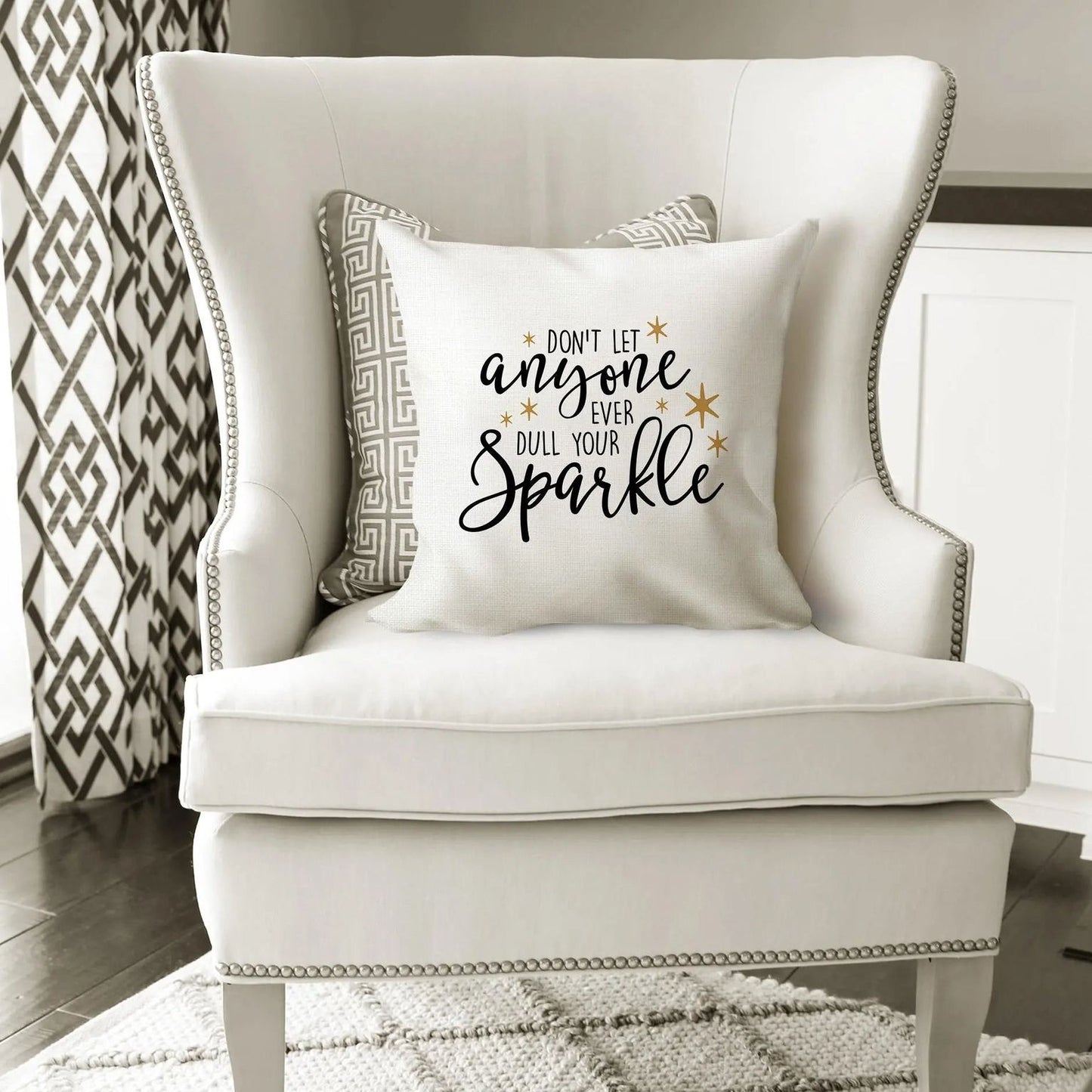 Throw Pillow Gift - Motivational Pillow Cover With Black & Gold Quote, Twill Canvas Joyful Moose