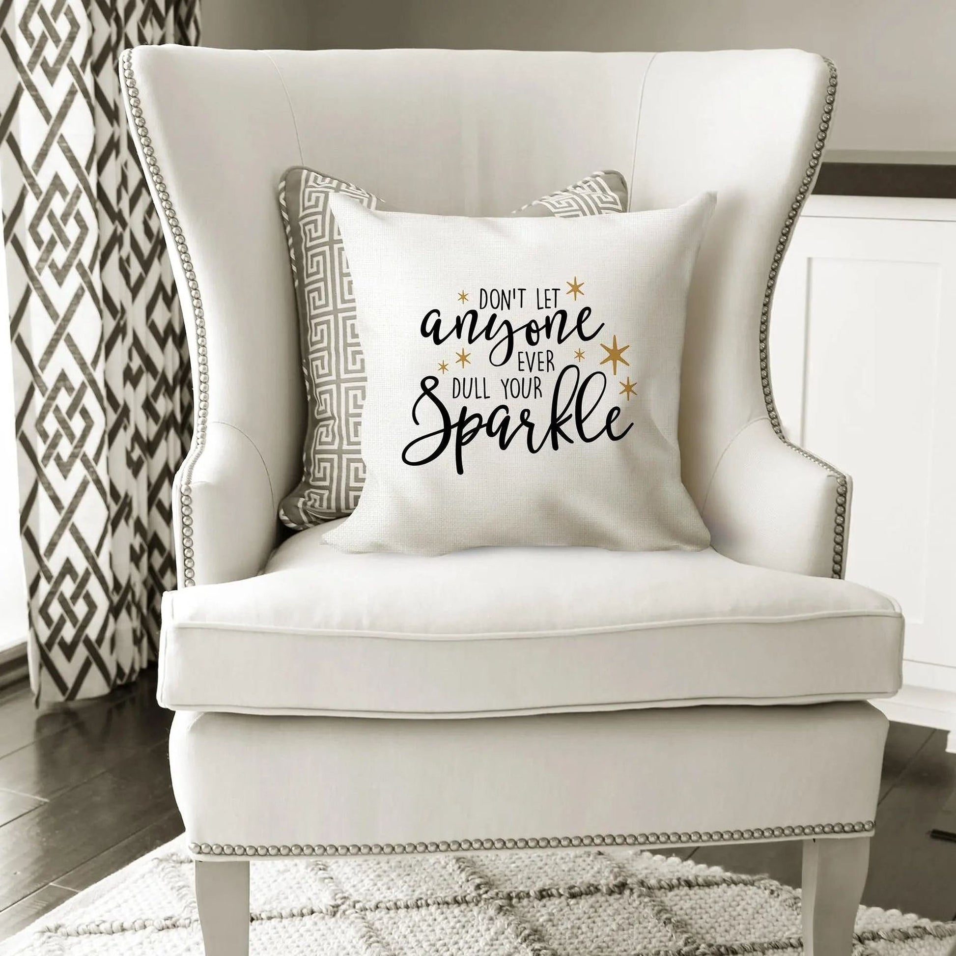 Throw Pillow Gift - Motivational Pillow Cover With Black & Gold Quote, Twill Canvas Joyful Moose