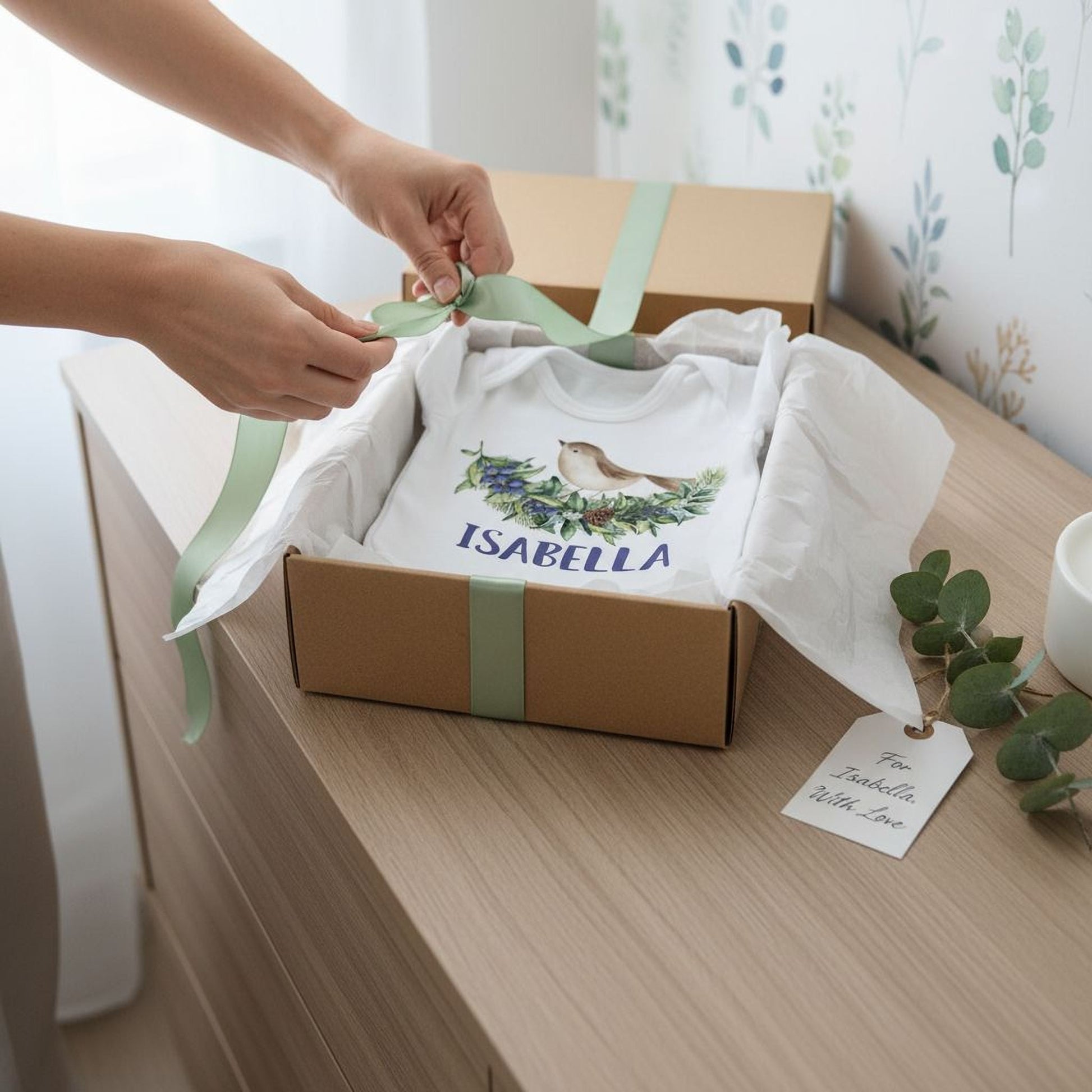 Personalized baby girl outfit, Baby Girl Bodysuit, Custom Baby Shower Gift, baby shower girl, woodland baby shirt spring greenery outfit Joyful Moose