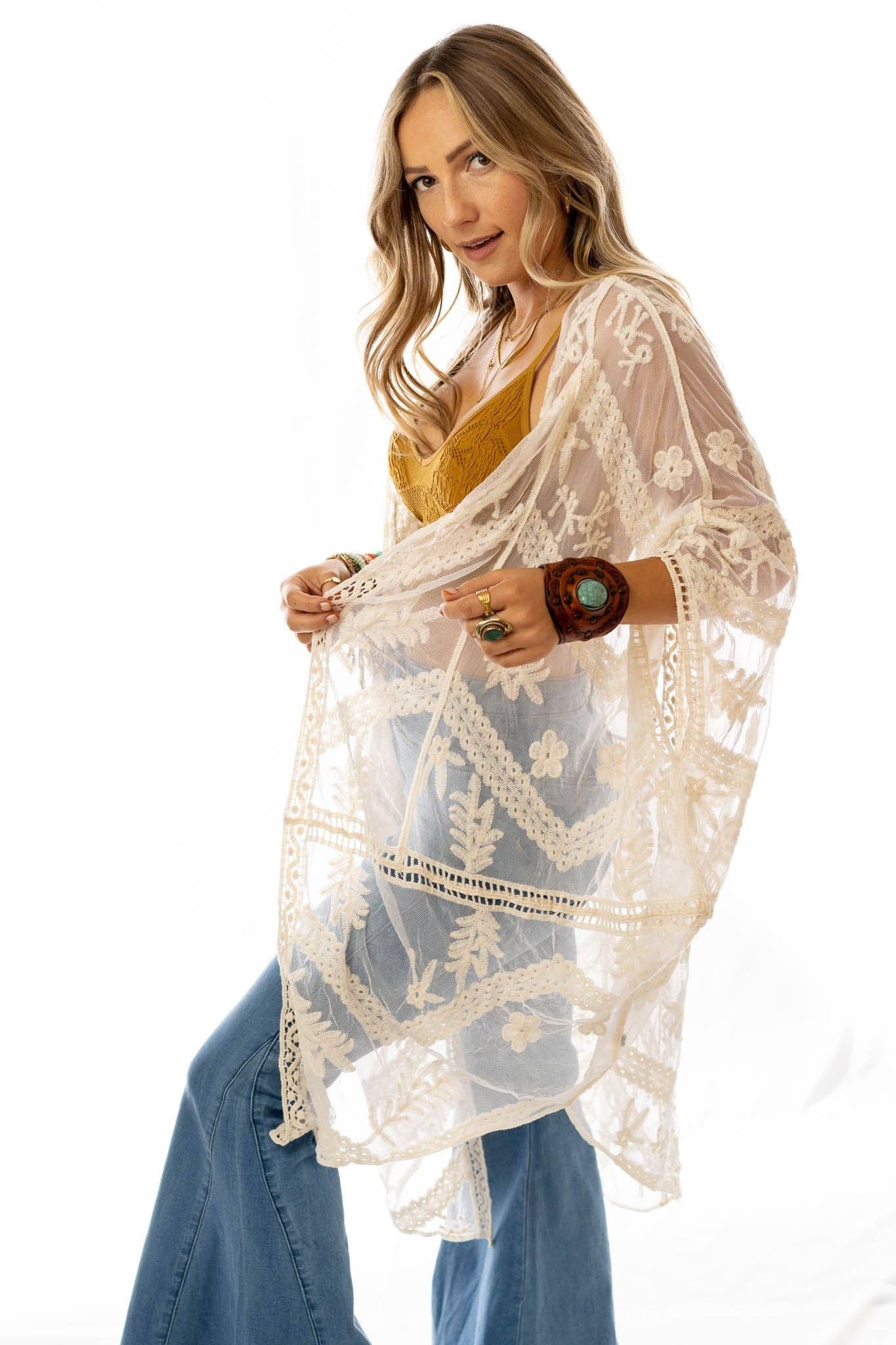 Whimsy + Lace Kimono - Natural Wild Cactus Boutique