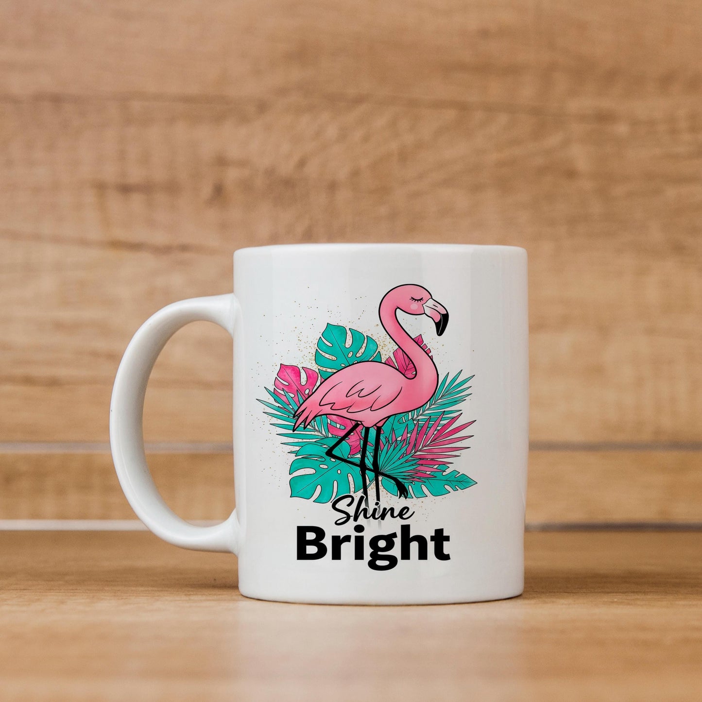 Flamingo Shine Bright Mug – Tropical Coffee Mug | Cute Flamingo Cup, Dishwasher Safe Joyful Moose