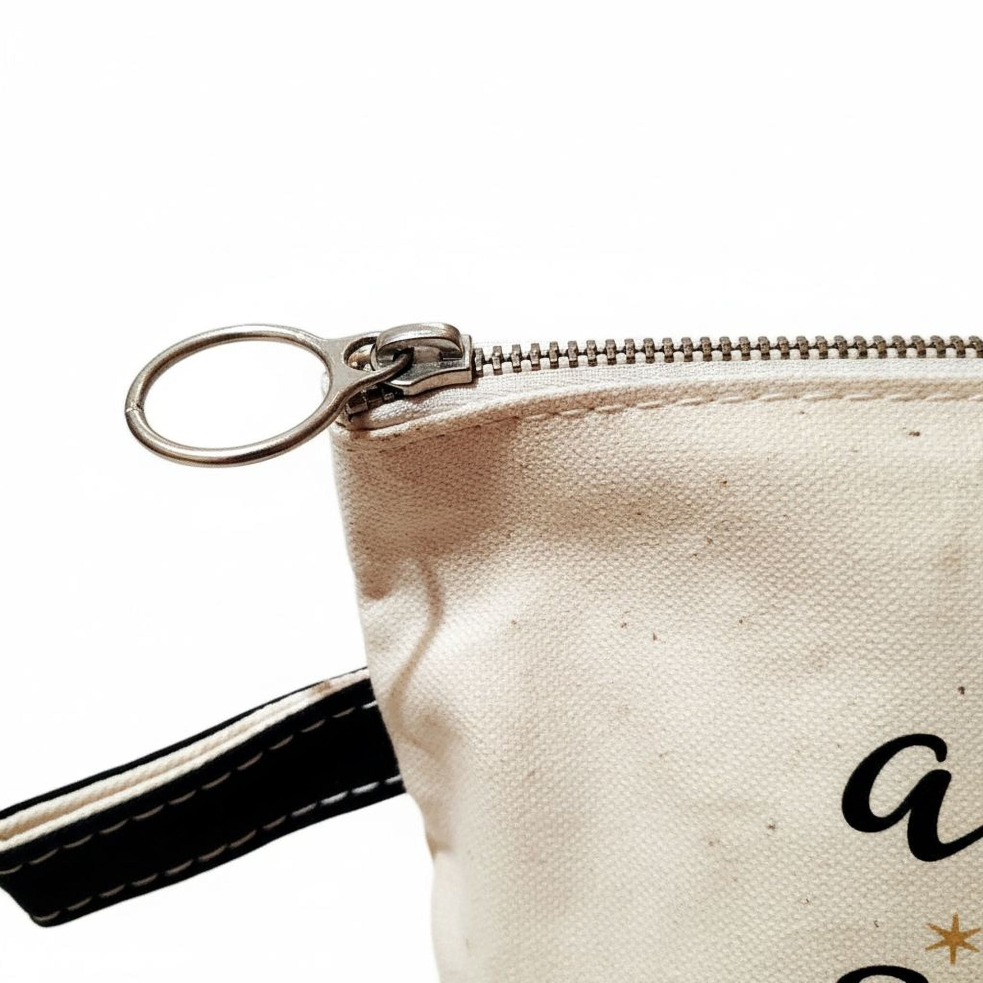 Inspirational Cosmetic Bag - Zipper Pouch - Pencil Case - Gold Sparkle Joyful Moose