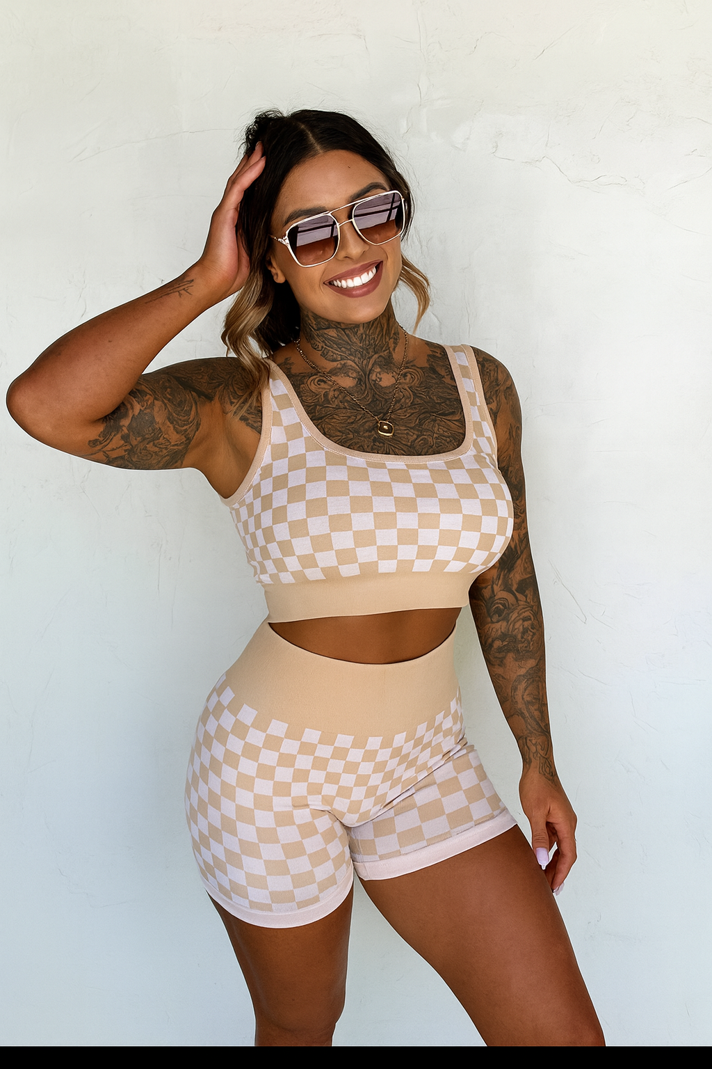 Checkered Gym Set Wild Cactus Boutique