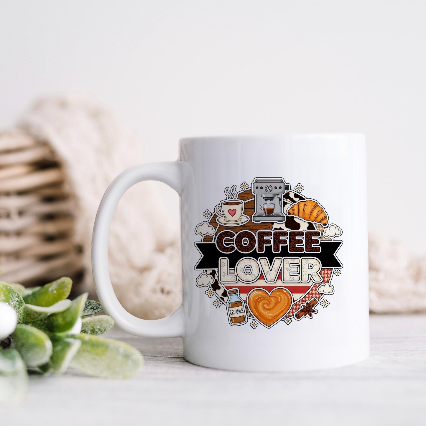 Coffee Lover Mug - Espresso Machine Ceramic Coffee Cup Gift for Latte Lovers Joyful Moose