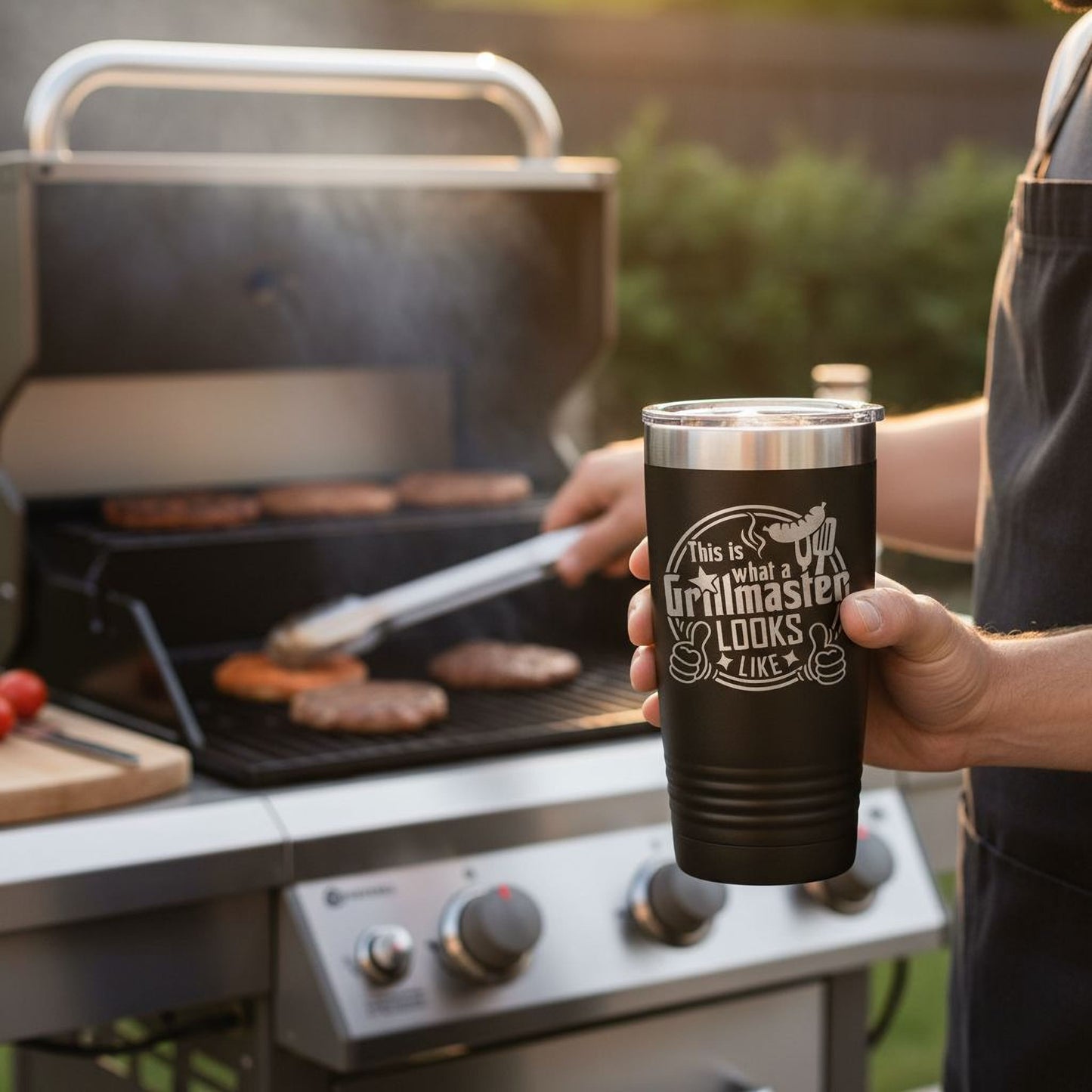Grillmaster Tumbler - Insulated Stainless Steel Double Wall Tumbler For BBQ Gift Joyful Moose