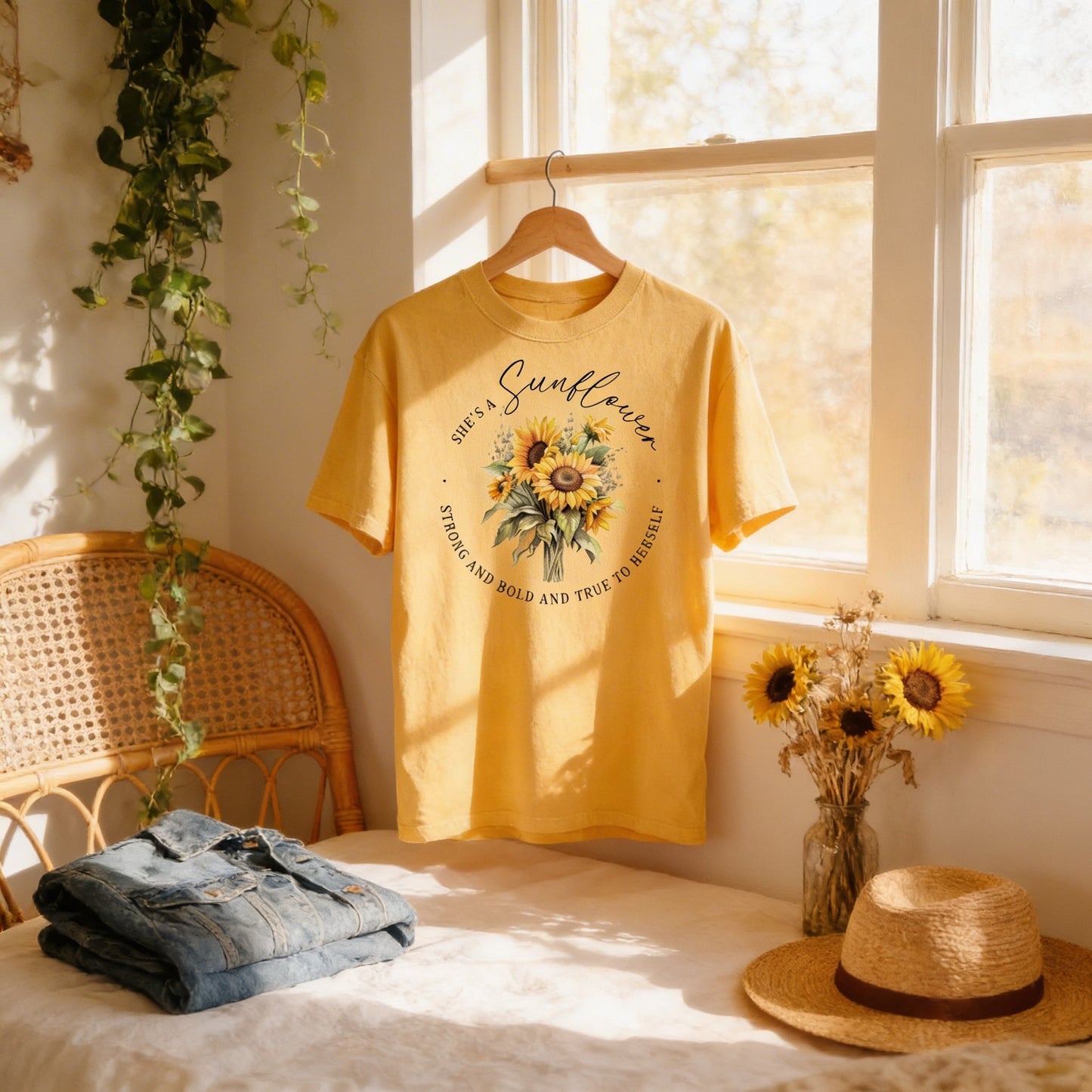 Sunflower Graphic Tee – Comfort Colors Shirt | Retro Boho Style, Soft Cotton Joyful Moose
