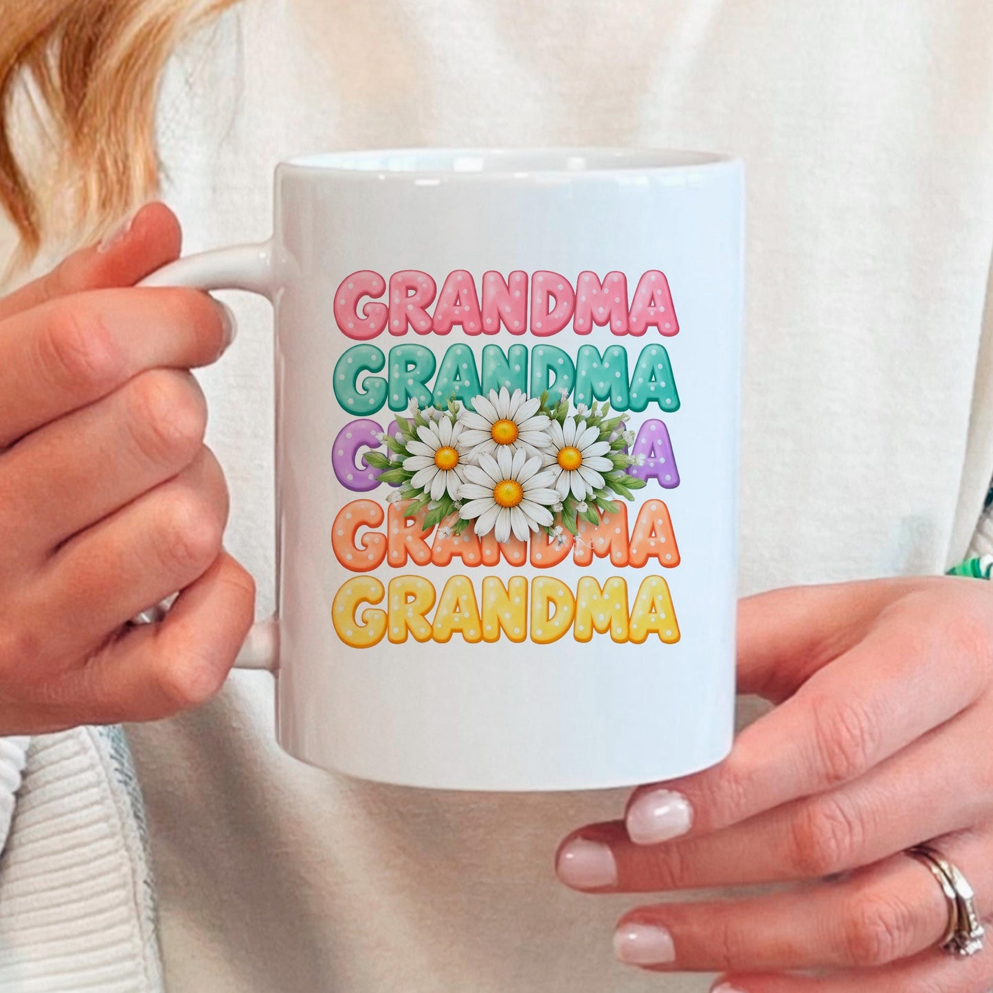 Grandma Gift Mug - Colorful Daisy Floral Coffee Cup for Nana | Mother's Day Gift Joyful Moose