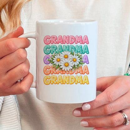 Grandma Gift Mug - Colorful Daisy Floral Coffee Cup for Nana | Mother's Day Gift Joyful Moose