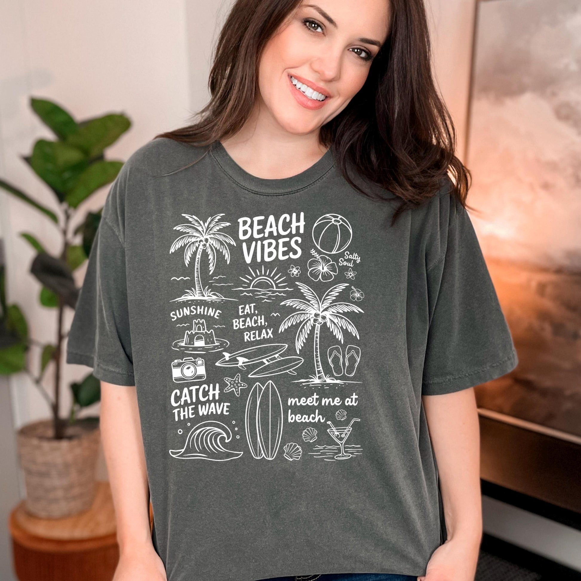 Seashell Shirt Women - Retro Comfort Colors Tee | Soft Cotton Beach Shirt Joyful Moose