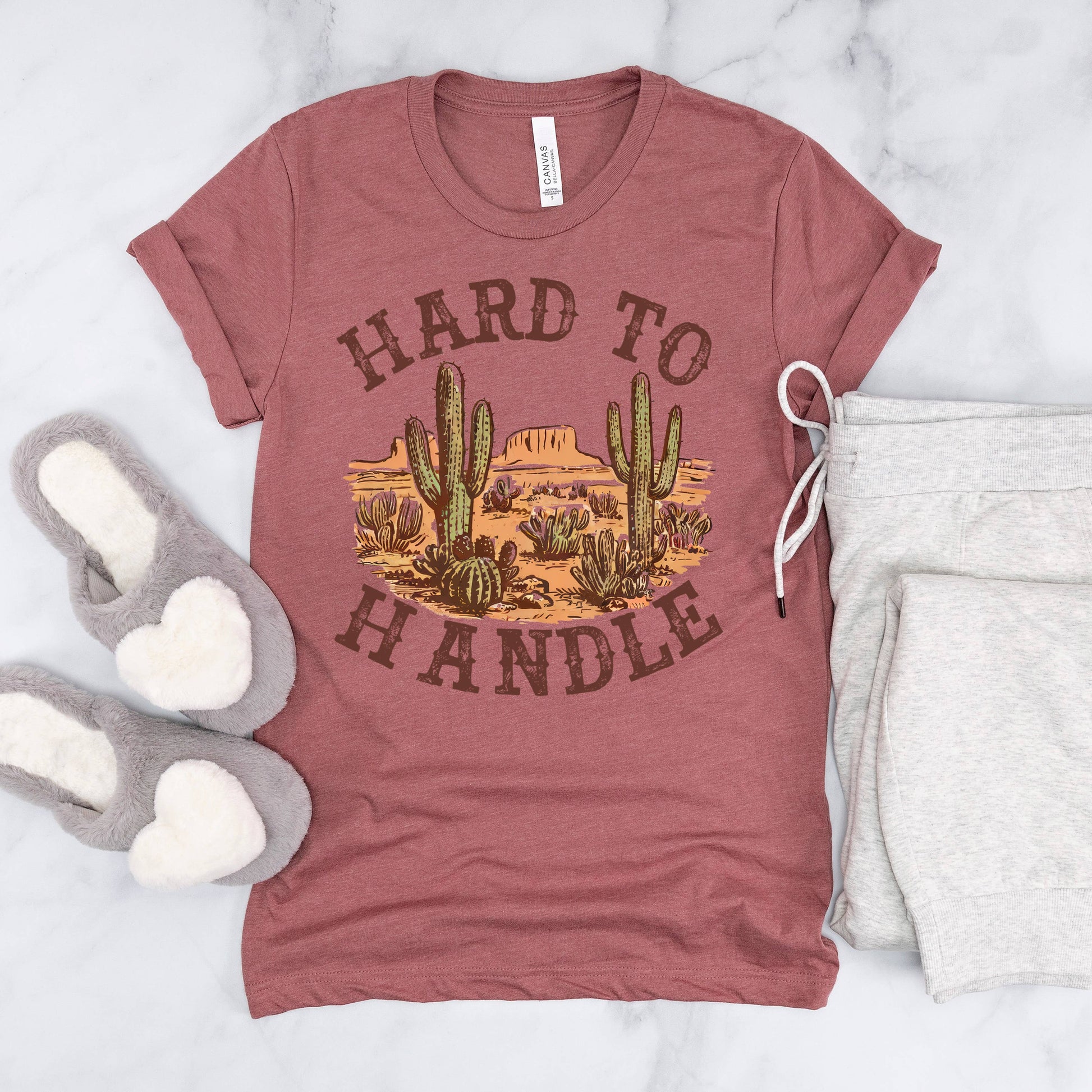 Graphic Tees Western - Hard to Handle Distressed Cactus Tee | Soft Cotton Joyful Moose