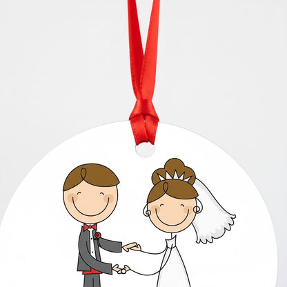 Personalized Wedding Ornament - Custom Wedding Keepsake | Newlywed Christmas Gift Joyful Moose