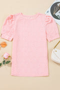 Scarlet Flower Textured Short Sleeve Top Thread & Co. Boutique, LLC