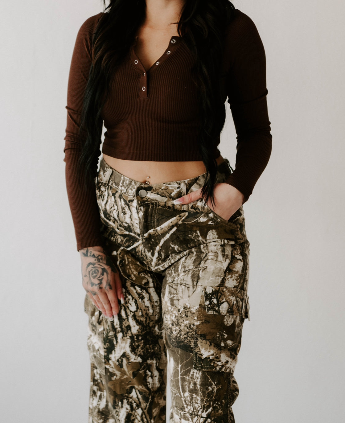Camouflage Mid Rise Pants Wild Cactus Boutique