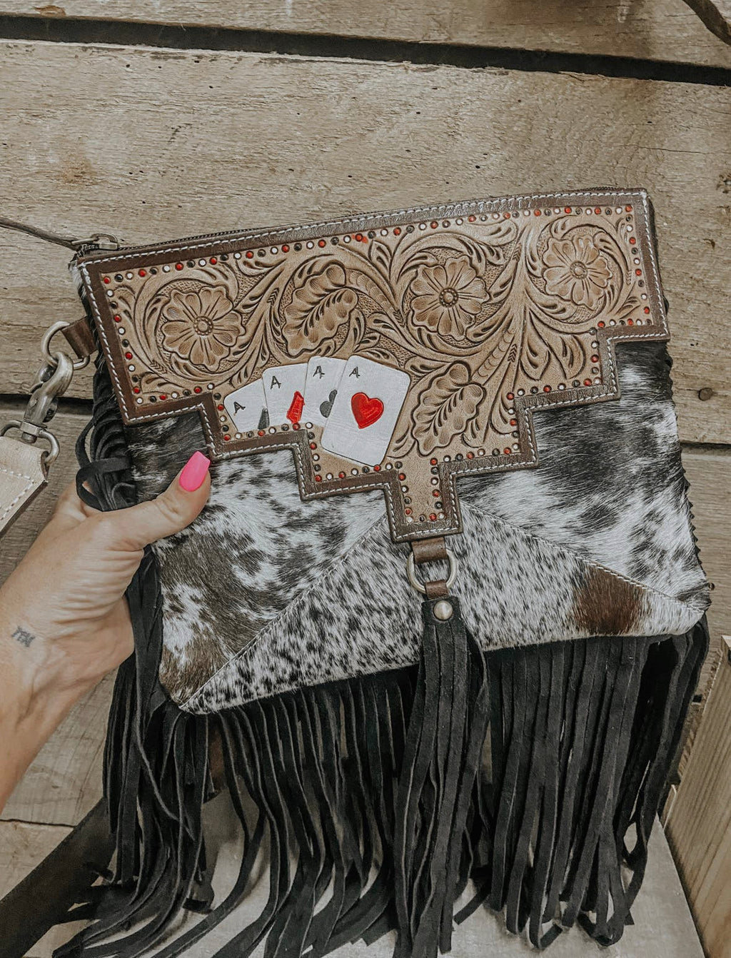 Ace Cowhide & Tooled Crossbody Wild Cactus Boutique