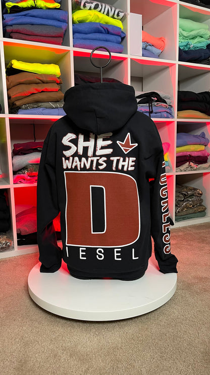 She Wants the Diesel | Funny Men's and Women's Black Country Hoodie Luckless Outfitters