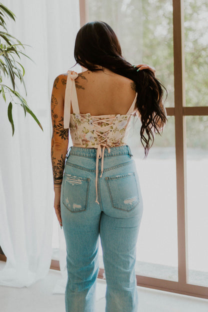 Isabella's Floral Corset Crop Top Wild Cactus Boutique