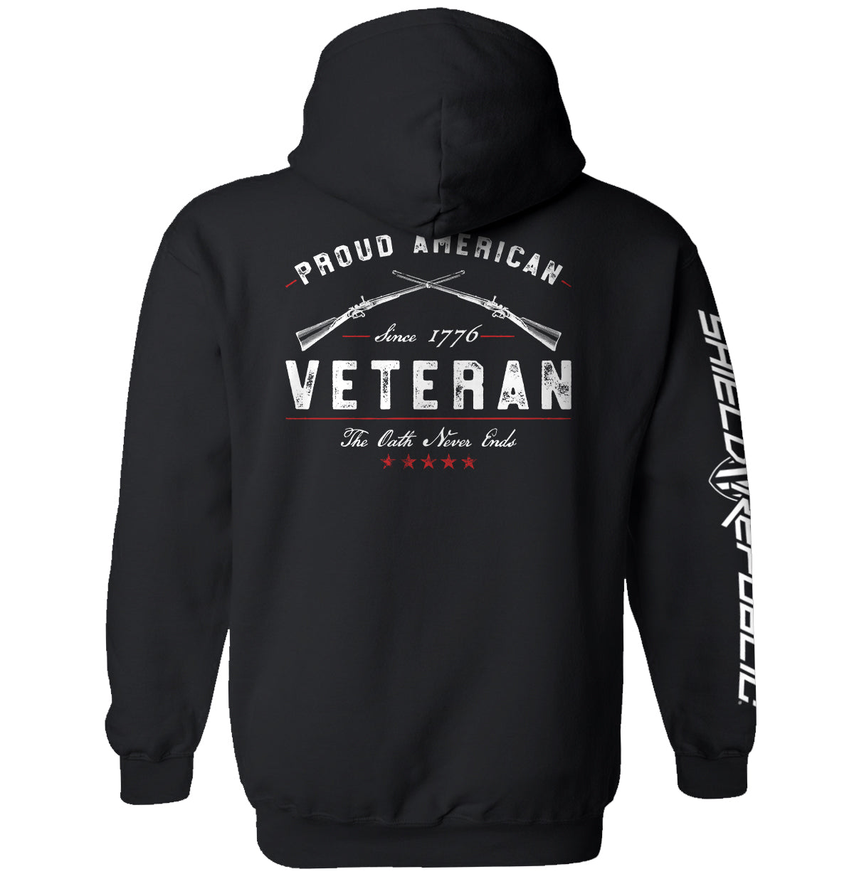 Proud American Veteran The Oath Never Ends Shield Republic