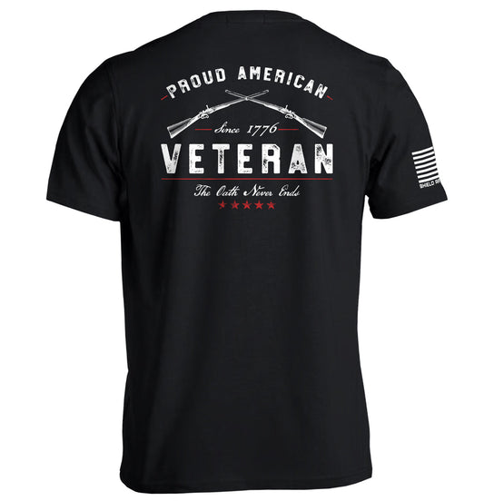 Proud American Veteran The Oath Never Ends Shield Republic