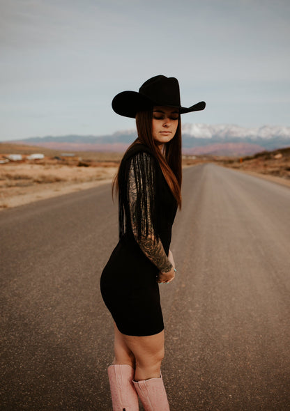 Dallas' Fringe Deep Neck Mini Dress Wild Cactus Boutique