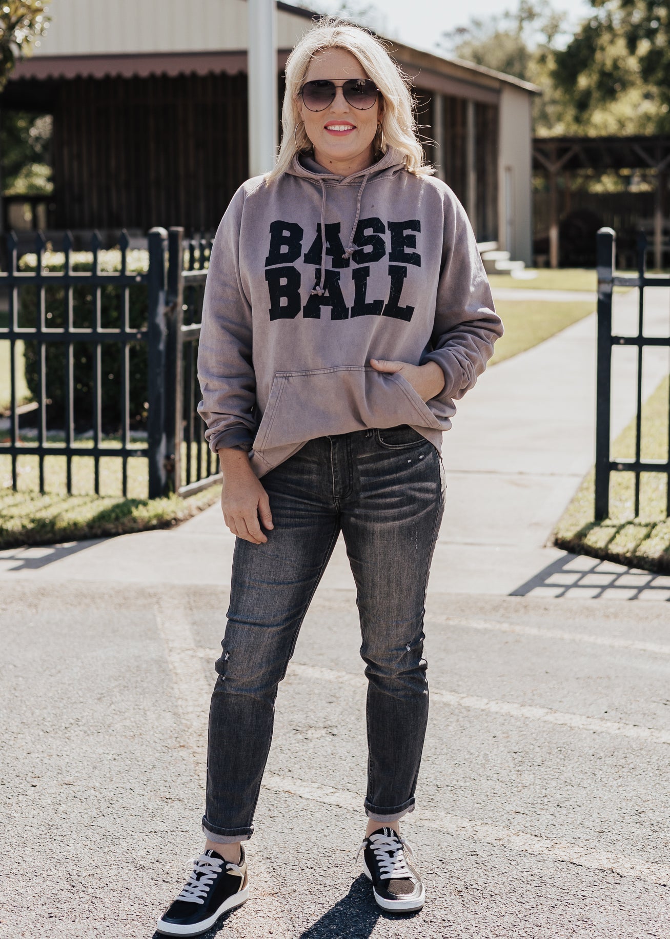 Pre-Order: Baseball Vintage Raglan Hoodie *Zinc (Grey/Purple) (S-3X) Chloe Vs Tank The Boutique