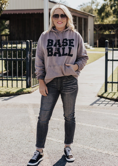 Pre-Order: Baseball Vintage Raglan Hoodie *Zinc (Grey/Purple) (S-3X) Chloe Vs Tank The Boutique