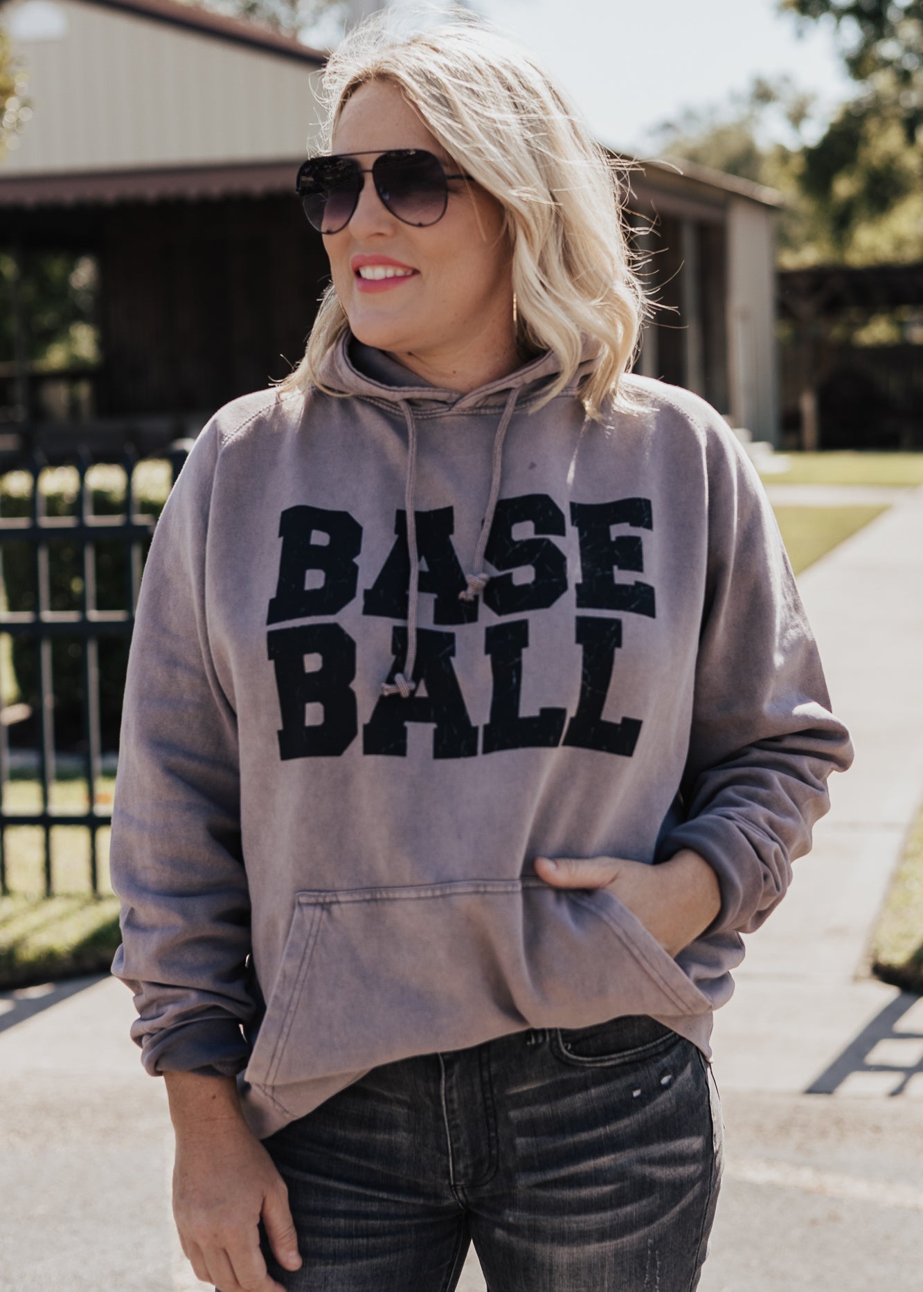 Pre-Order: Baseball Vintage Raglan Hoodie *Zinc (Grey/Purple) (S-3X) Chloe Vs Tank The Boutique