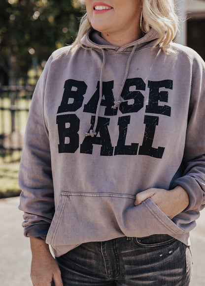 Pre-Order: Baseball Vintage Raglan Hoodie *Zinc (Grey/Purple) (S-3X) Chloe Vs Tank The Boutique