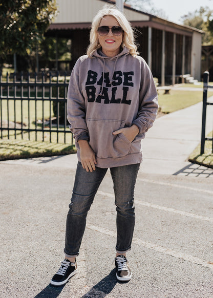 Pre-Order: Baseball Vintage Raglan Hoodie *Zinc (Grey/Purple) (S-3X) Chloe Vs Tank The Boutique