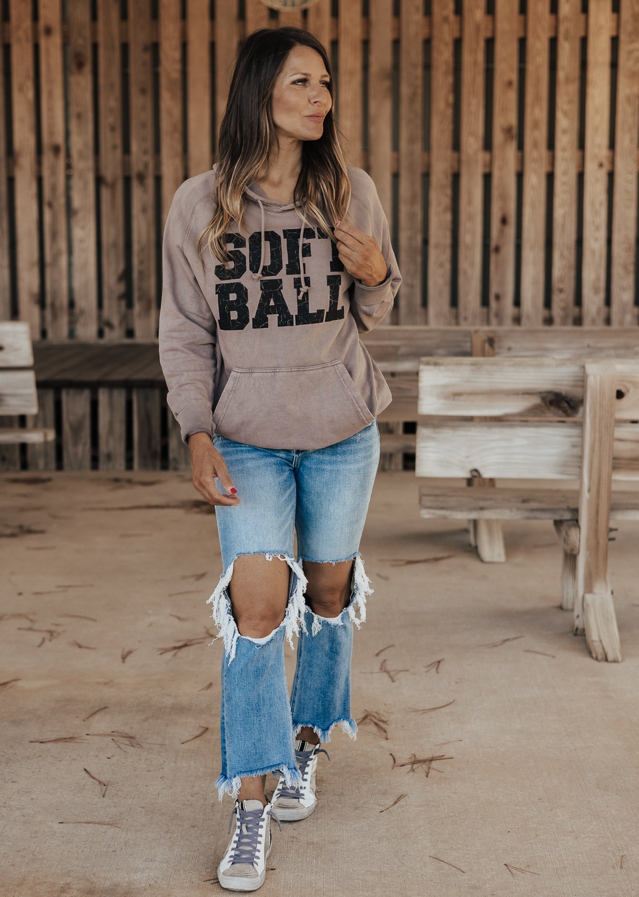 SOFTBALL Vintage Raglan Hoodie *Zinc (S-3X) Chloe Vs Tank The Boutique