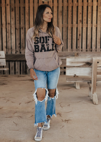 SOFTBALL Vintage Raglan Hoodie *Zinc (S-3X) Chloe Vs Tank The Boutique