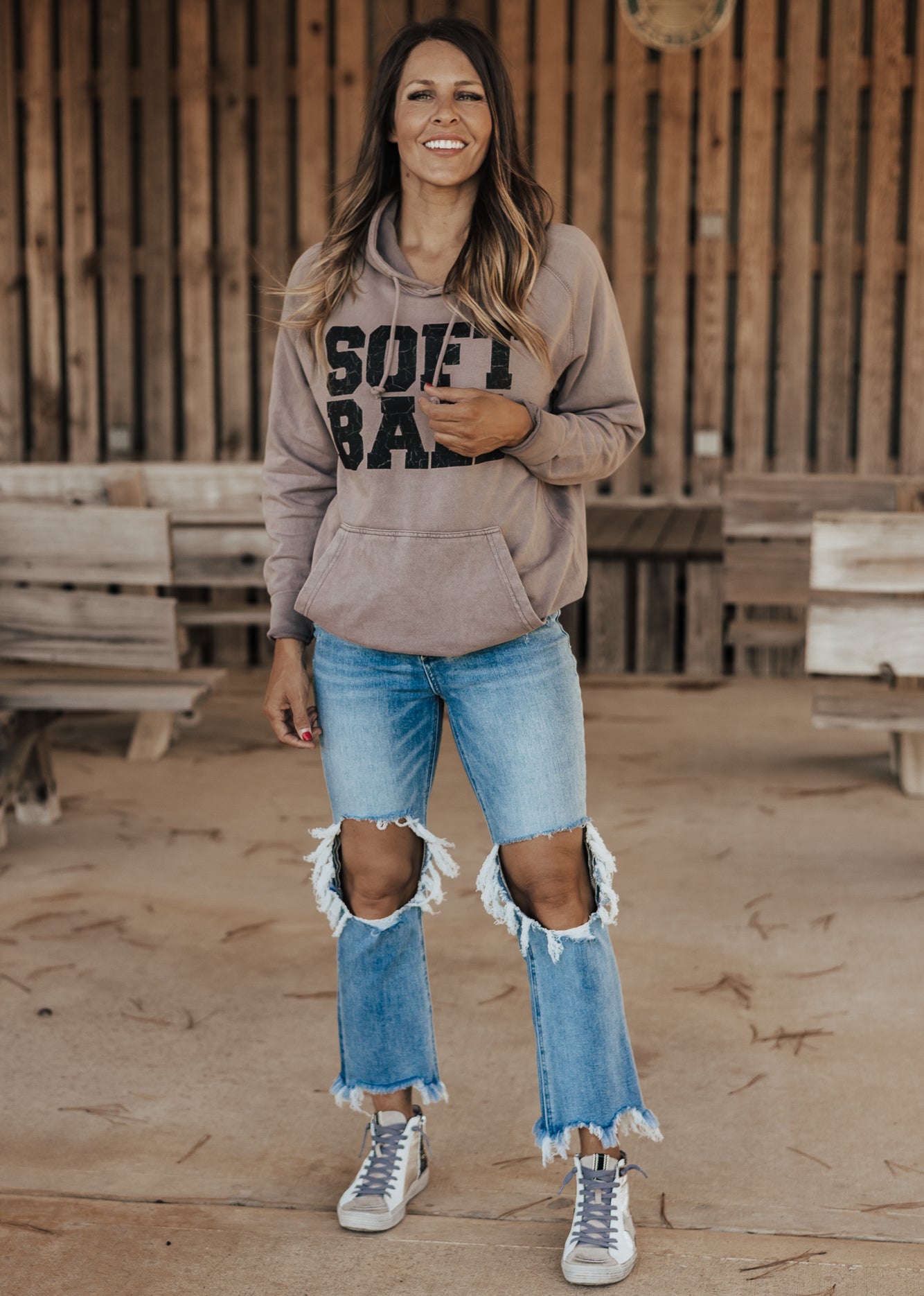 SOFTBALL Vintage Raglan Hoodie *Zinc (S-3X) Chloe Vs Tank The Boutique