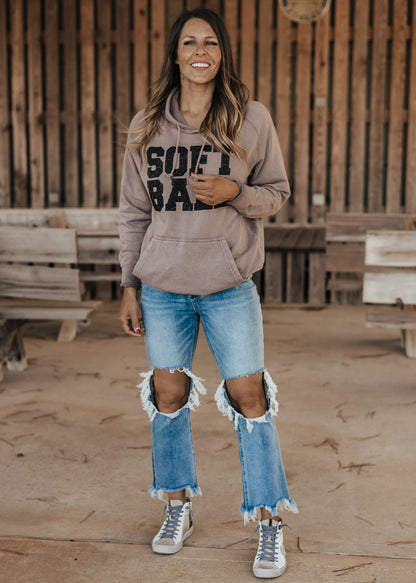 SOFTBALL Vintage Raglan Hoodie *Zinc (S-3X) Chloe Vs Tank The Boutique