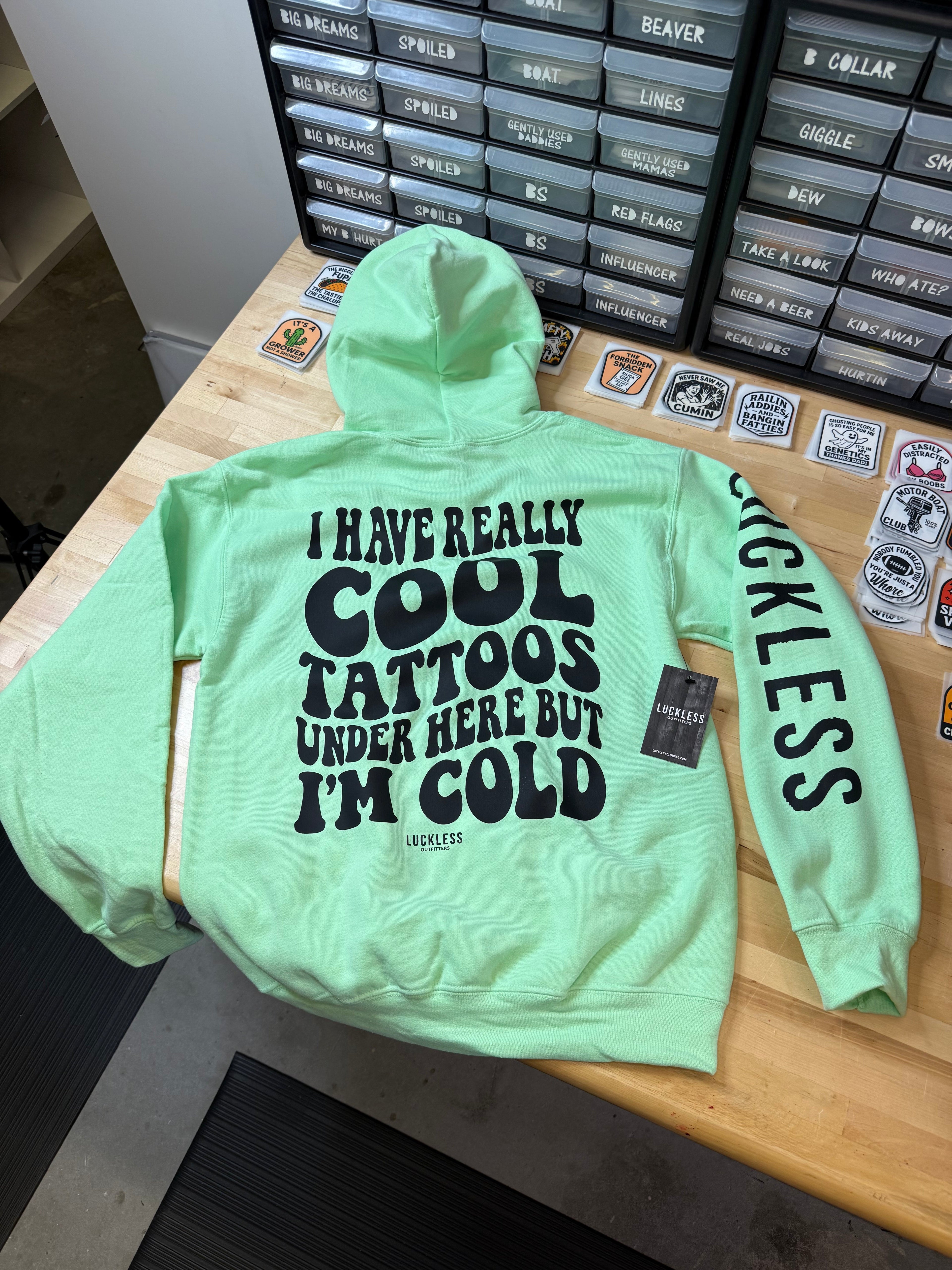 Cool Tattoos Hoodie Luckless Outfitters