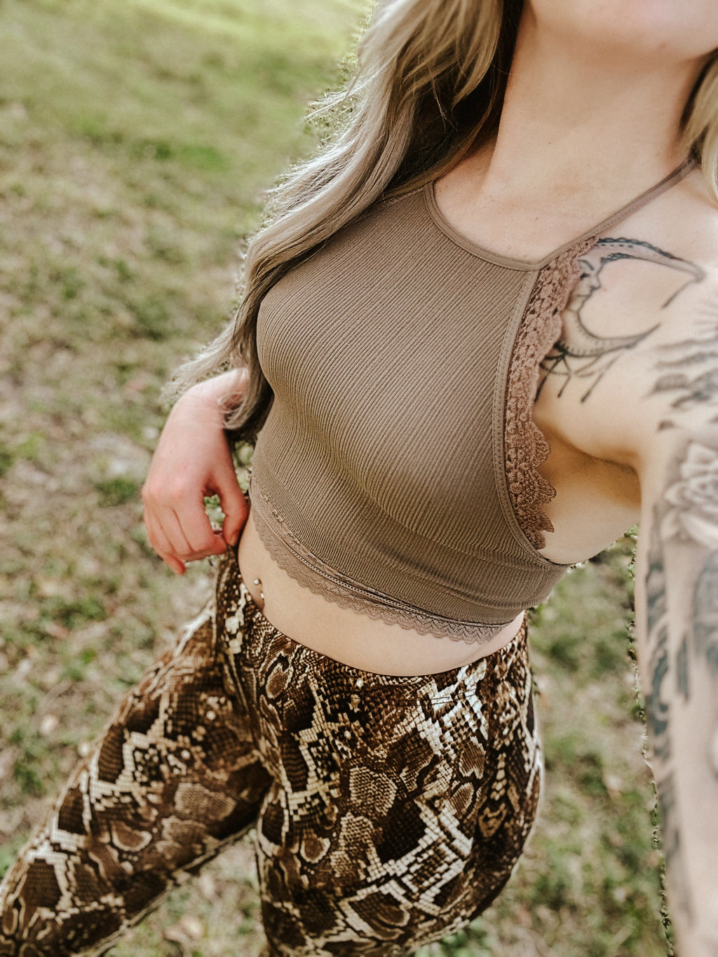 Light Of The Moon Crochet Trim Bralette - Mocha Wild Cactus Boutique