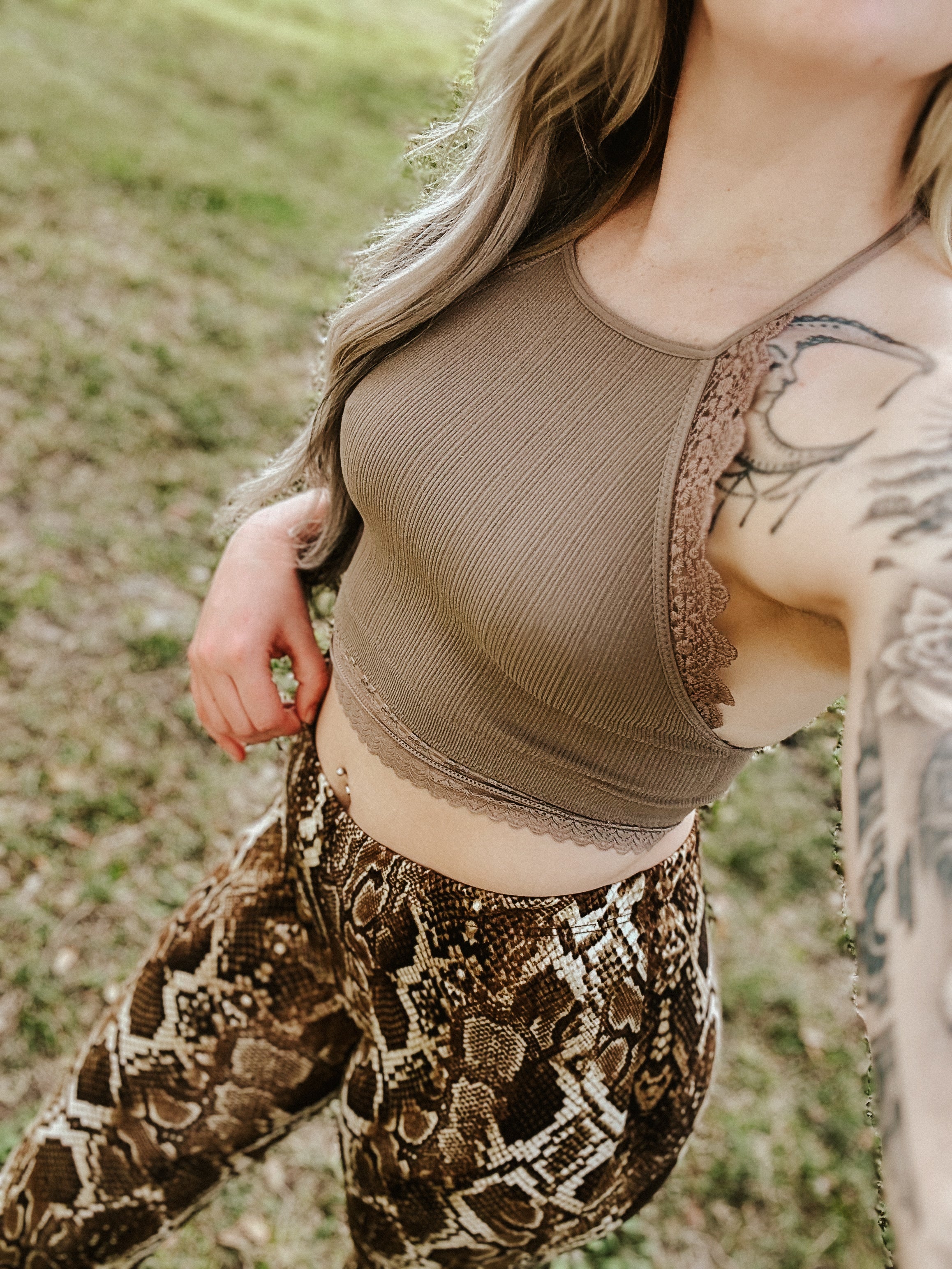 Light Of The Moon Crochet Trim Bralette - Mocha Wild Cactus Boutique