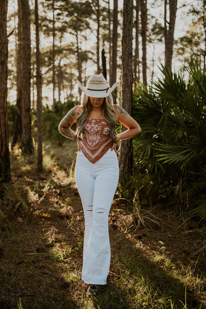 White High Waisted Bell Bottoms Wild Cactus Boutique