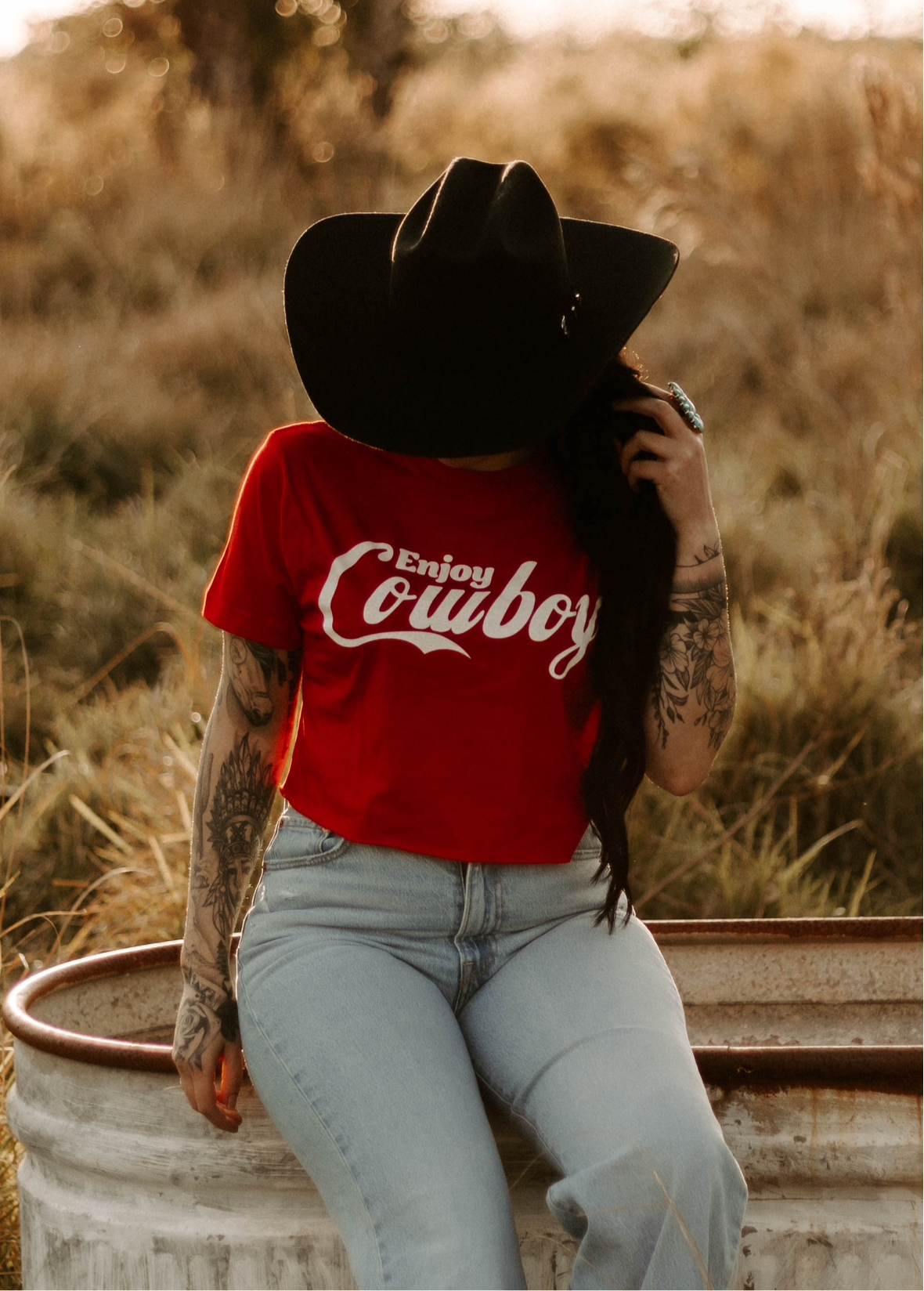 Enjoy Cowboy Crop Top Wild Cactus Boutique
