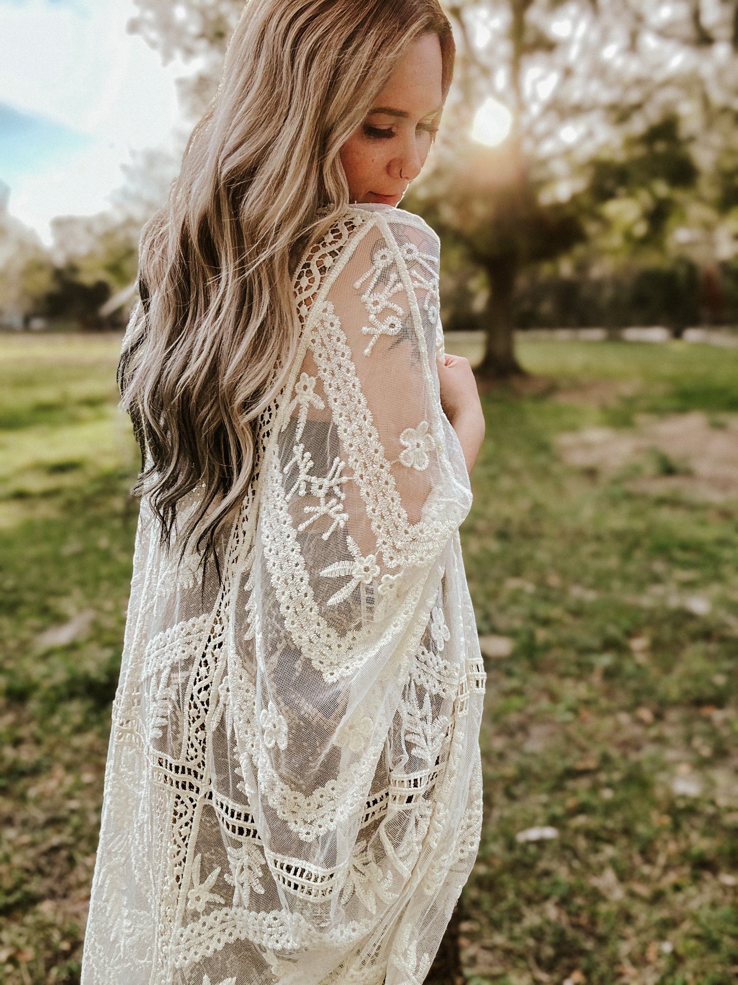 Whimsy + Lace Kimono - Natural Wild Cactus Boutique