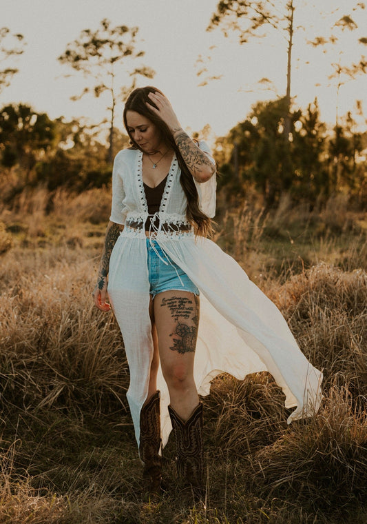 Boho Breeze Lace Long Duster Wild Cactus Boutique