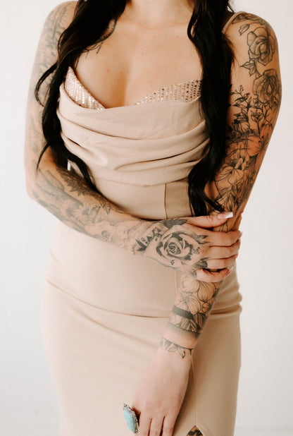Maddie's Sequin Bust Draped Maxi Dress Wild Cactus Boutique