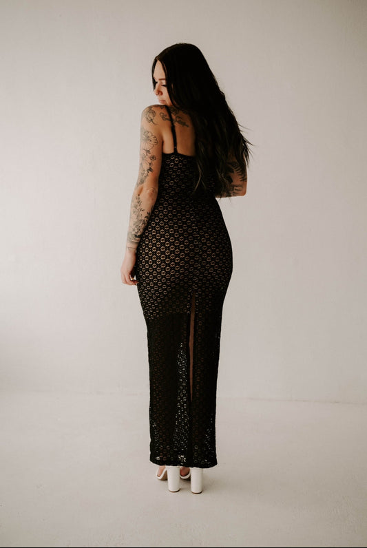 Laurens Lace Slit Dress Wild Cactus Boutique