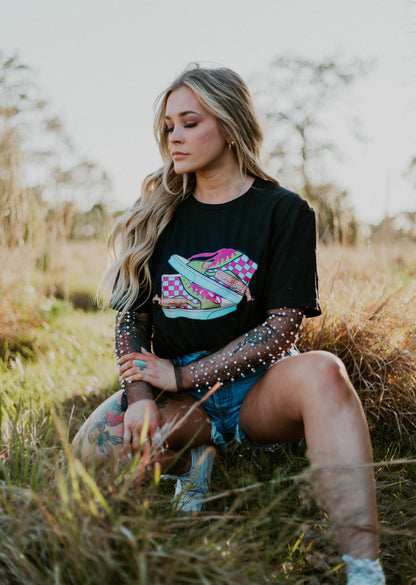Neon off the wall Western Graphic Tee/Crew Pullover Wild Cactus Boutique
