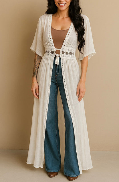 Boho Breeze Lace Long Duster Wild Cactus Boutique