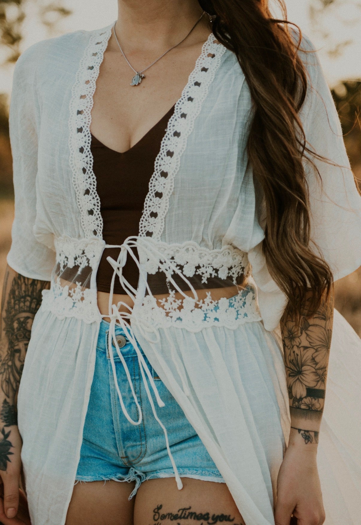 Boho Breeze Lace Long Duster Wild Cactus Boutique